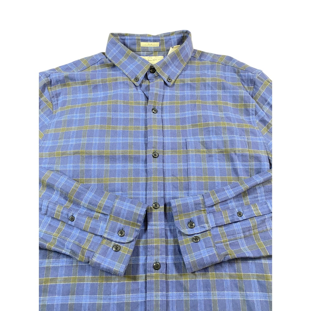 Hawker Rye Mens Slim Fit Stretch Plaid Button Down Shirt Blue Olive XL NEW
